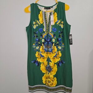 M#110 NY&C New York & Company Green Floral Sleeveless Dress‎ Women's Medium